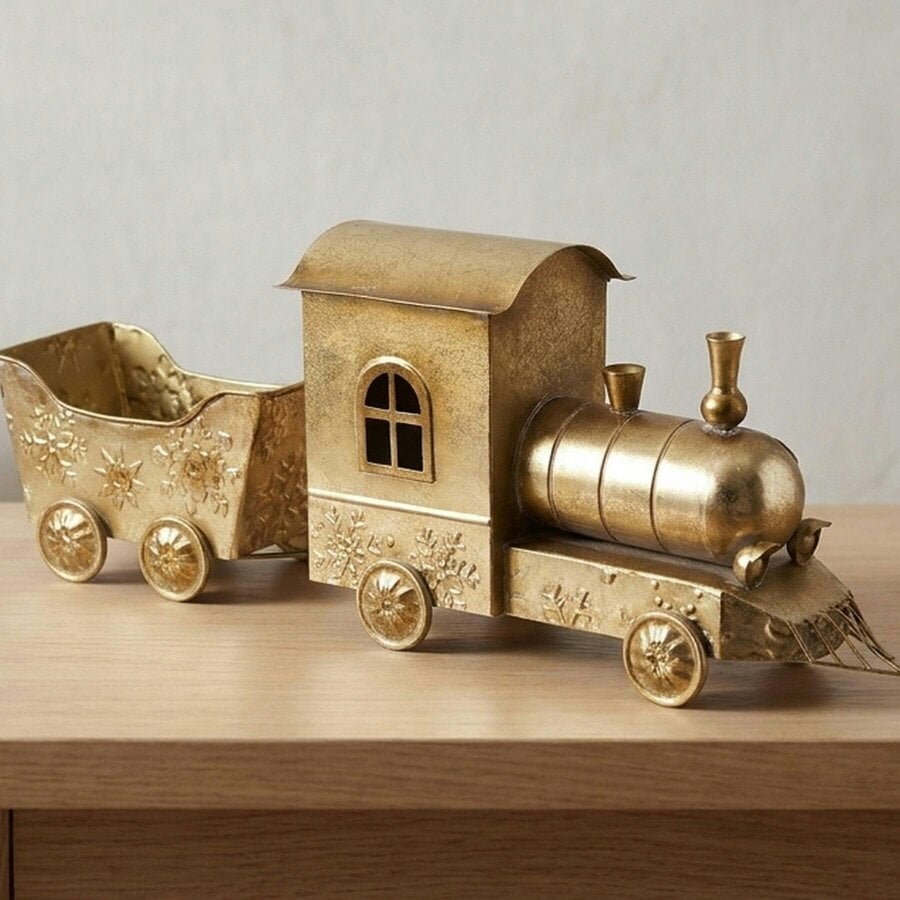 Garden Greatness Gold Train Decor Ornament