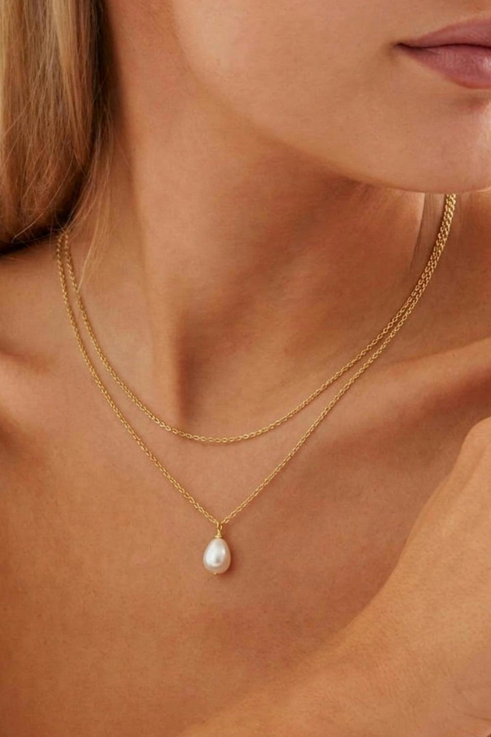 Serla Gold Plated Pearl Layered Necklace