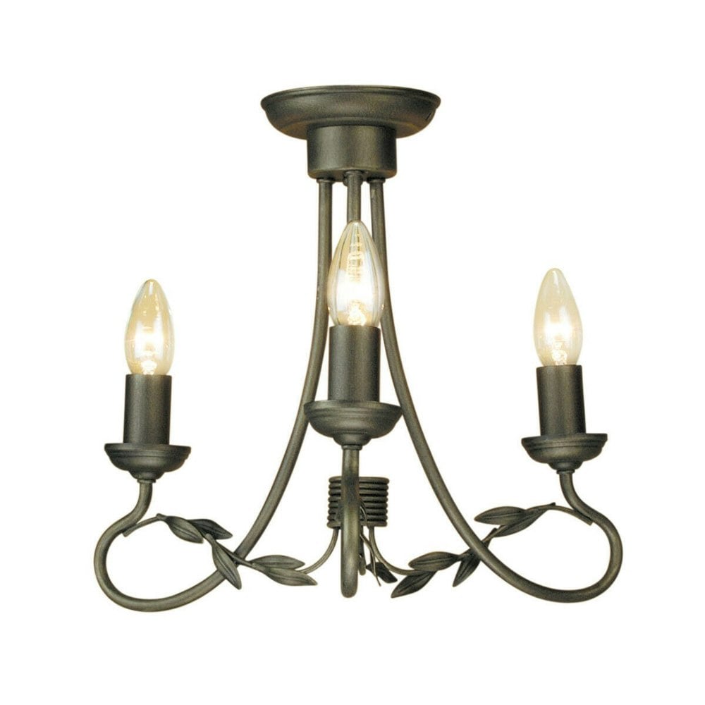 3 Bulb Chandelier Hanging Pendant LIght Black Gold LED E14 60W Bulb Loops