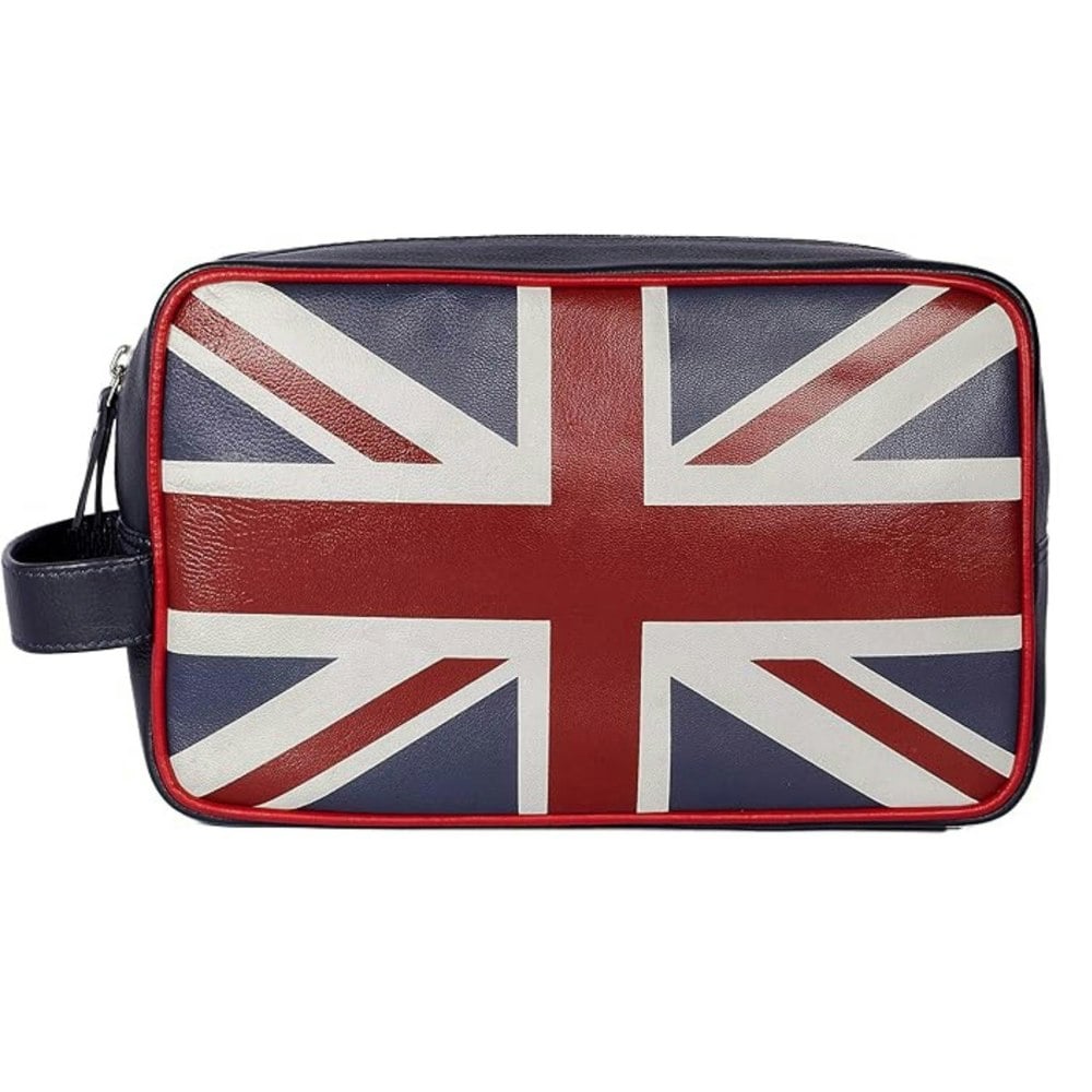 Mala Leather Union Jack Washbag Leather Toiletry Bag