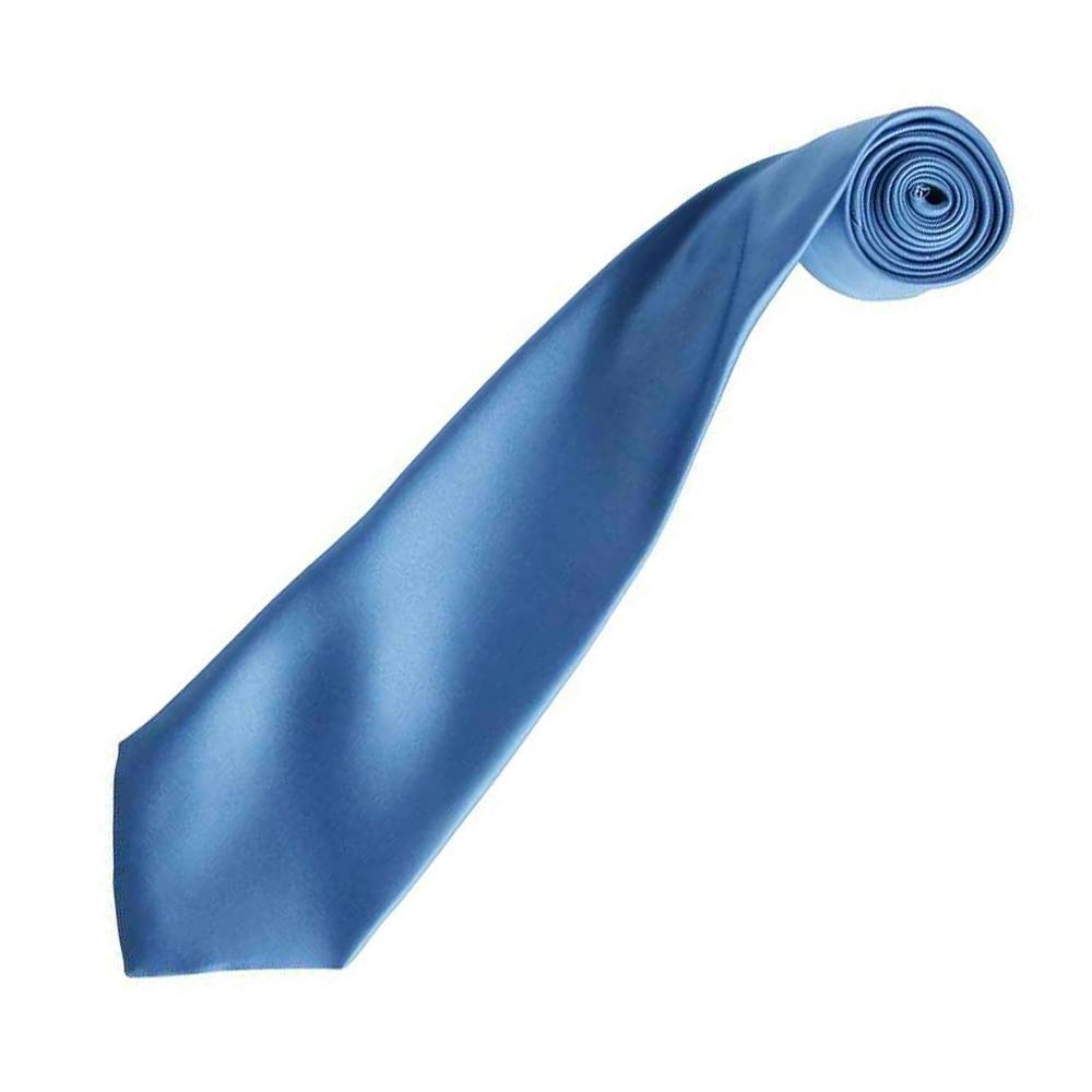 Premier Unisex Adult Colours Satin Tie - Mid Blue