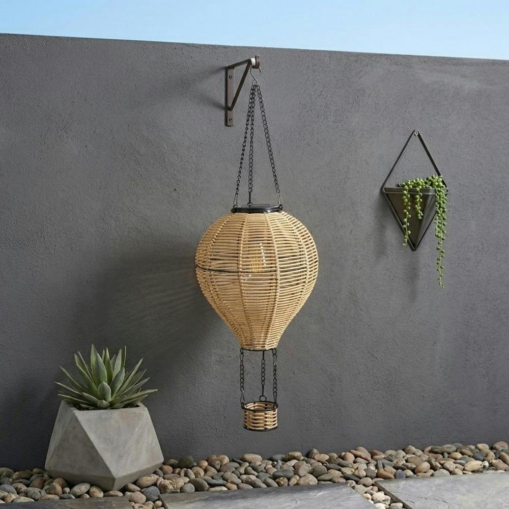 Garden Greatness Lunaria Rattan Hanging Solar Hot Air Balloon