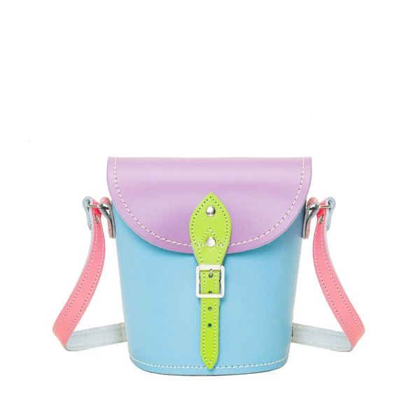 Pastel Kaleidoscope Leather Barrel Bag - Barrel Bag - Zatchels