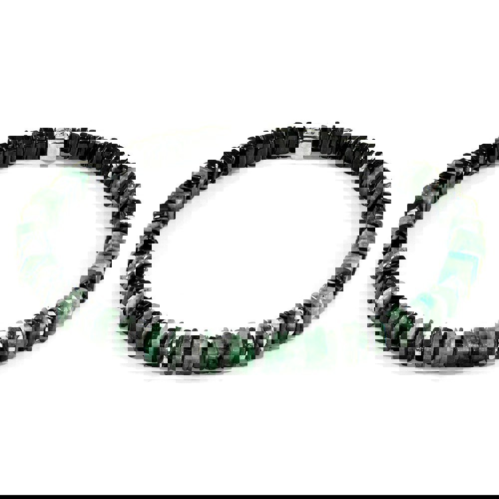 Anchor & Crew Green Emerald Innot Silver and Stone Bracelet