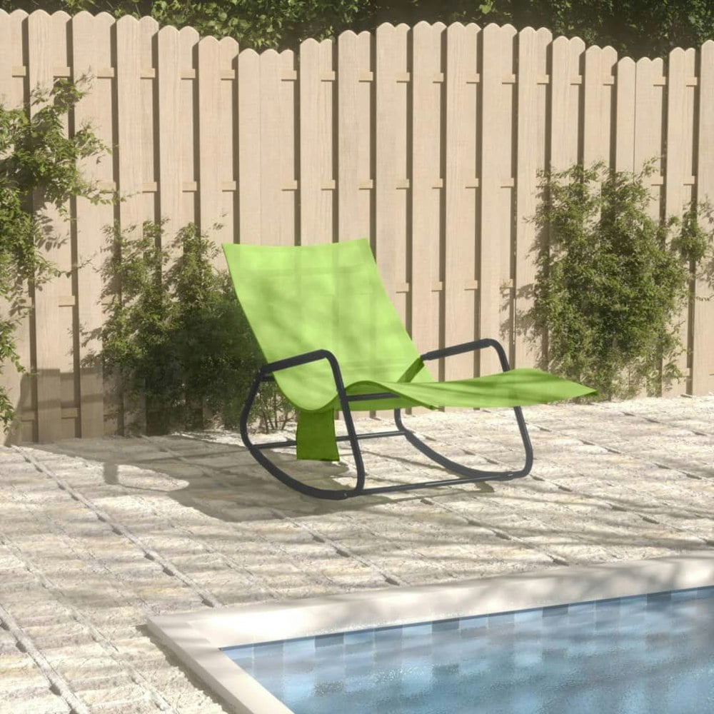 Berkfield Sun Lounger Steel and Textilene Green