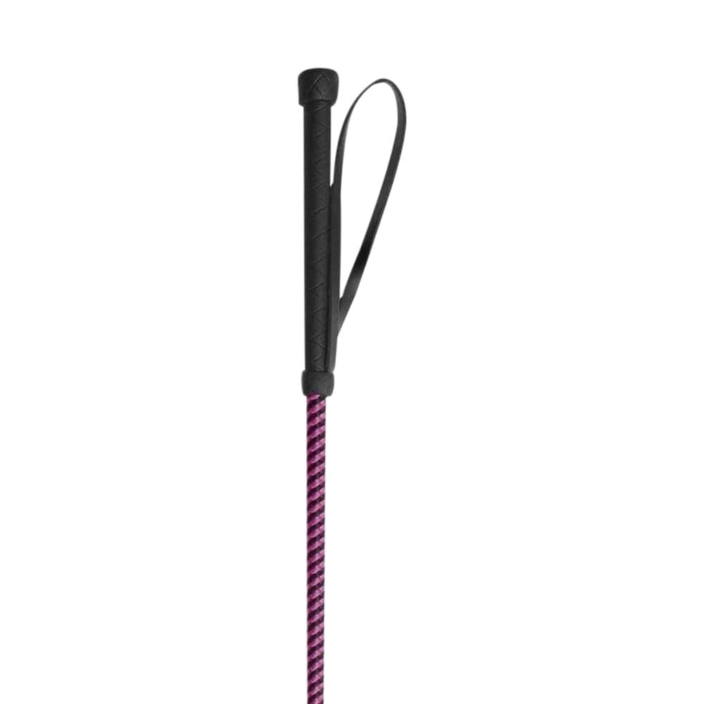 Shires Childrens/Kids Thread Stem Leather Horse Riding Whip - Black/Raspberry