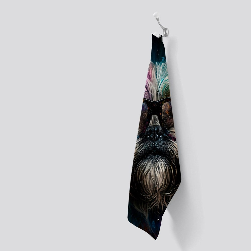 Warren Reed Lharsa Apso Dog Face Splashart Tea Towel