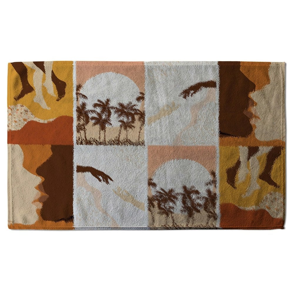 Benjamin Tate Design Paper cut male & female, abstract & floral collages, landscape scenes (Bath Towel)