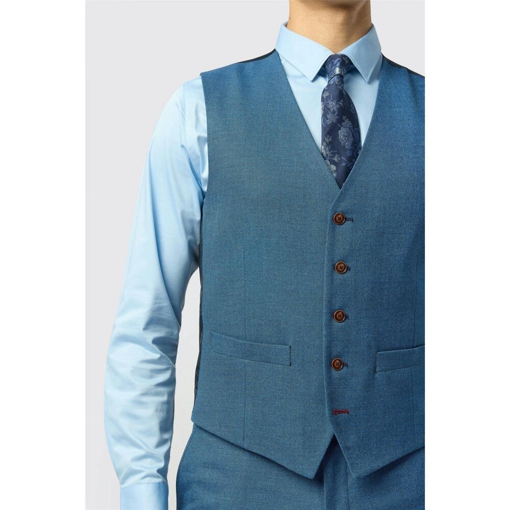 Antique Rogue Blake Blue Texture Waistcoat