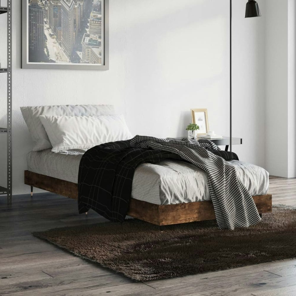 Berkfield Bed Frame Smoked Oak 75x190 cm 2FT6 Small Single Engineered Wood