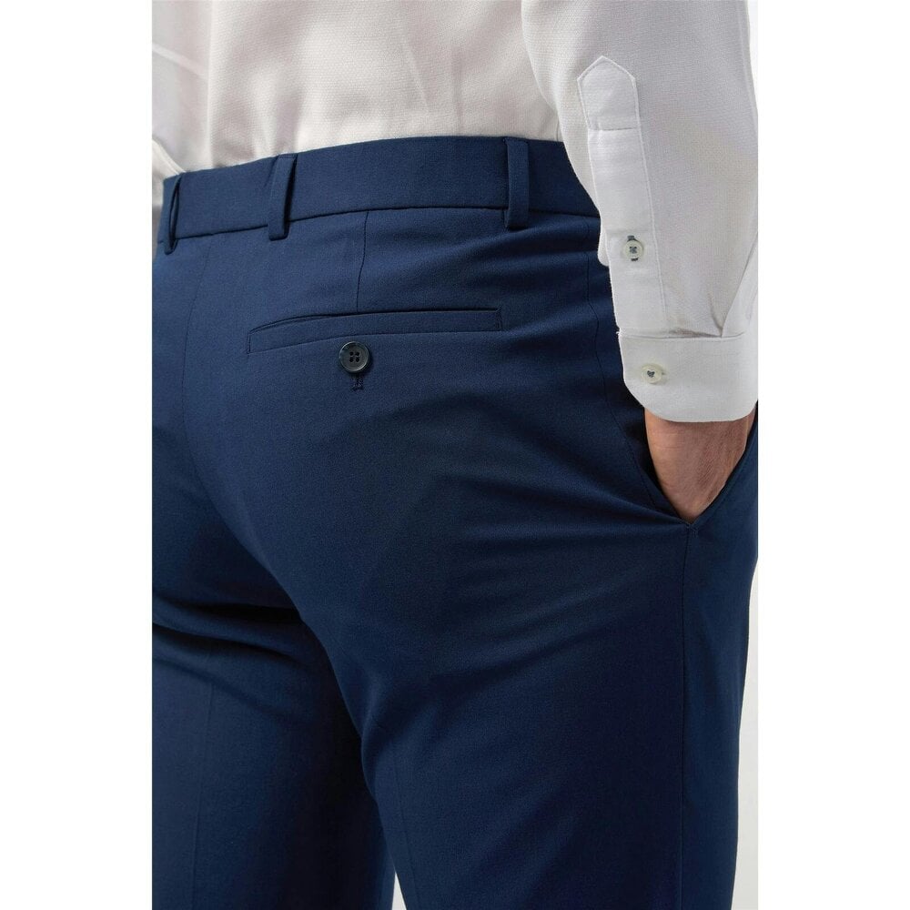 Limehaus Tailored Fit Blue Stretch Trousers