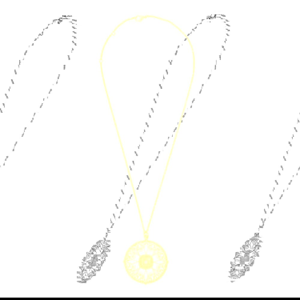 Lila Rasa Filigree Medallion In Opal Chalcedony Necklace