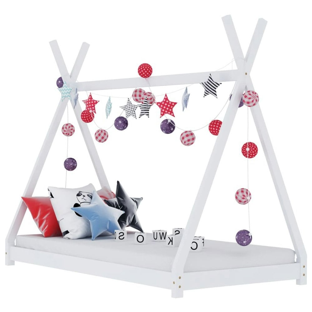 Berkfield Kids Bed Frame White Solid Pine Wood 80x160 cm
