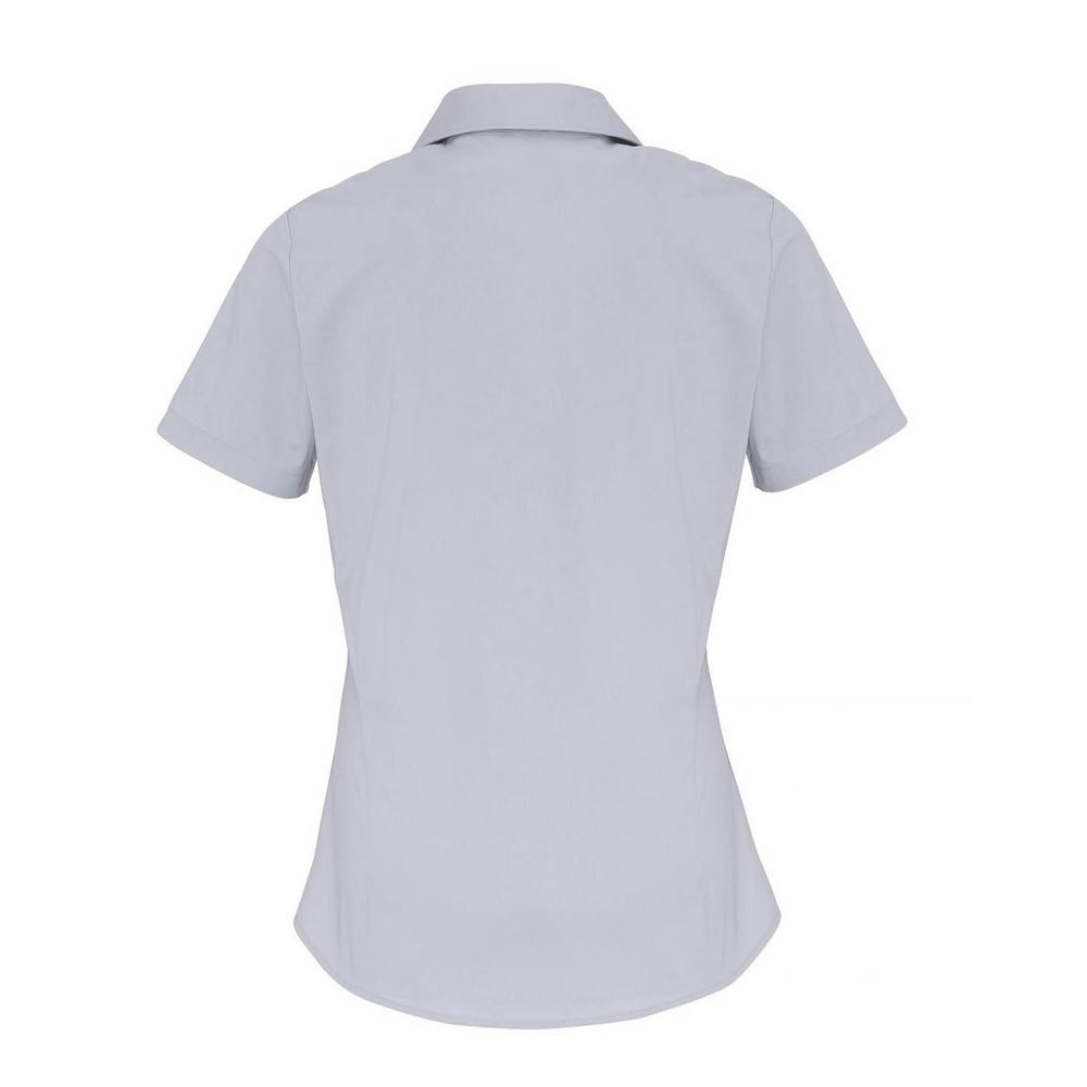 Premier Womens/Ladies Stretch Short-Sleeved Formal Shirt - Silver
