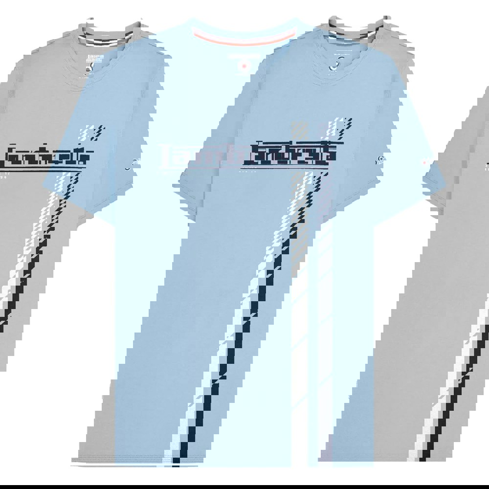 Lambretta Mens SS25 Racing Stripe T-Shirt - Sky