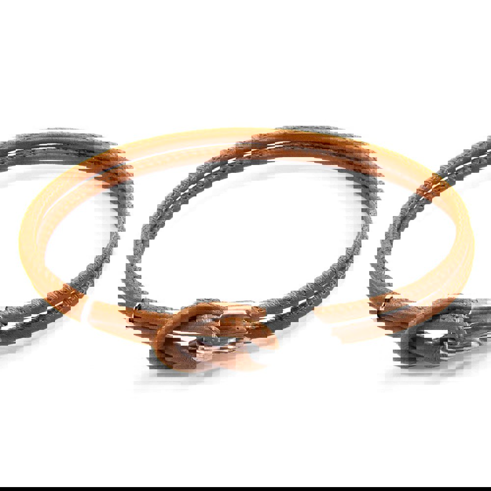 Anchor & Crew Light Brown Orla Silver and Nappa Leather Bracelet
