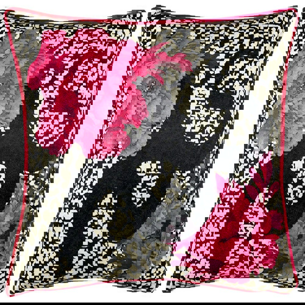 Furn Serpentine Animal Print Cushion Cover - Pink/Charcoal