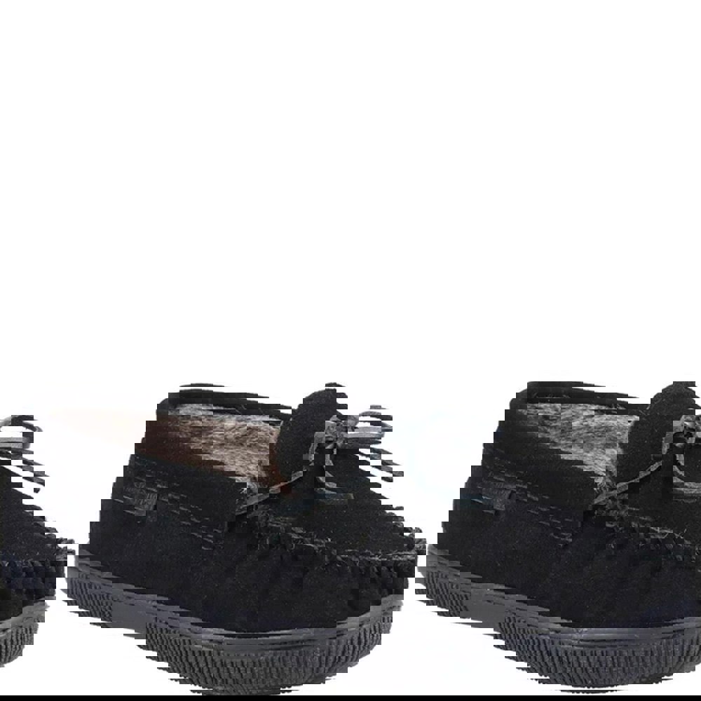 Hush Puppies Mens Ace Suede Slippers - Black