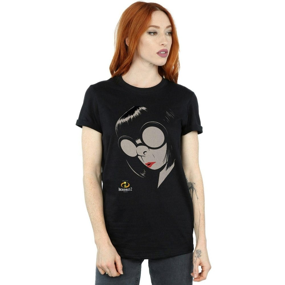 Disney Womens/Ladies The Incredibles Edna Cotton Boyfriend T-Shirt - Black