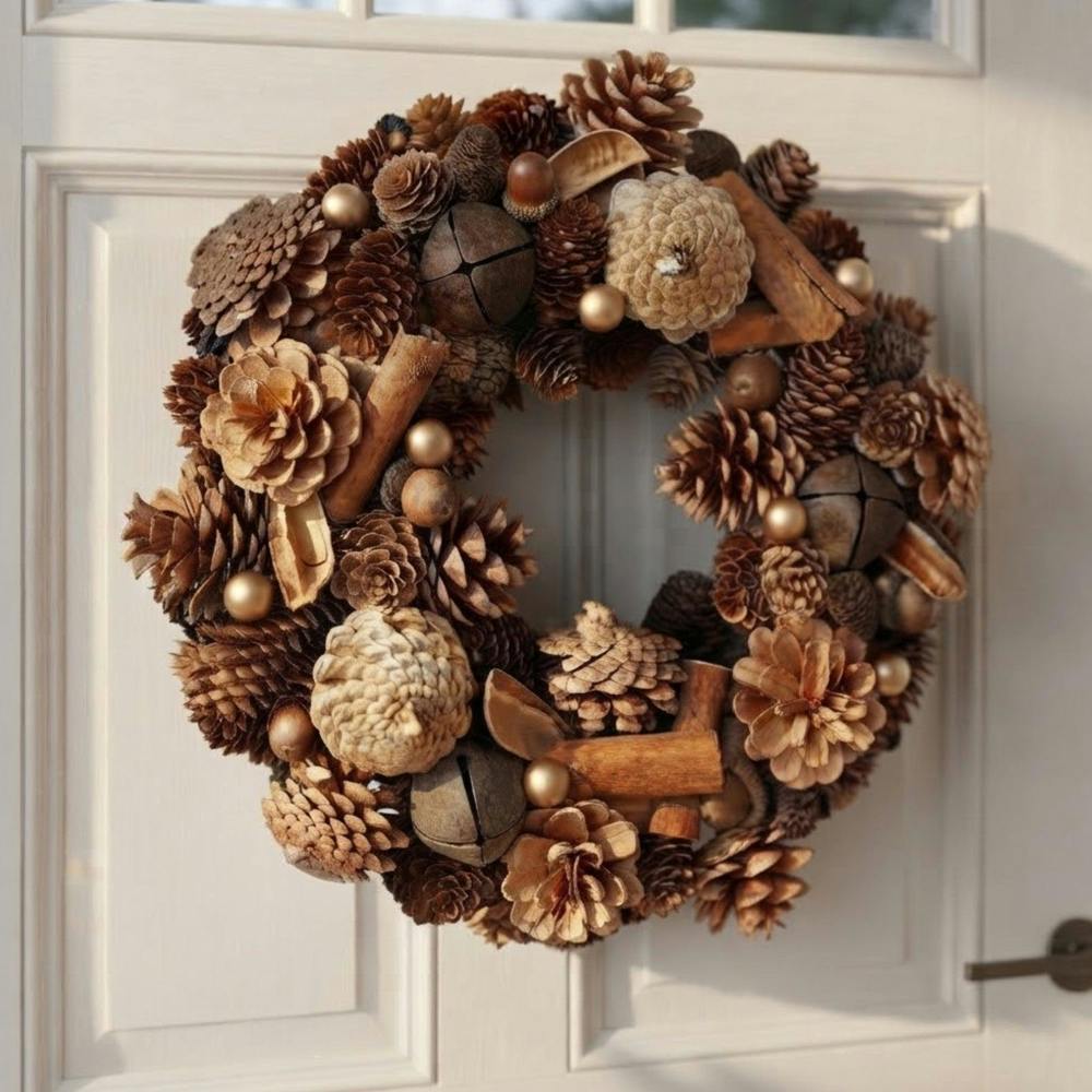 Garden Greatness Natural Pinecone Cinnamon Door Wreath