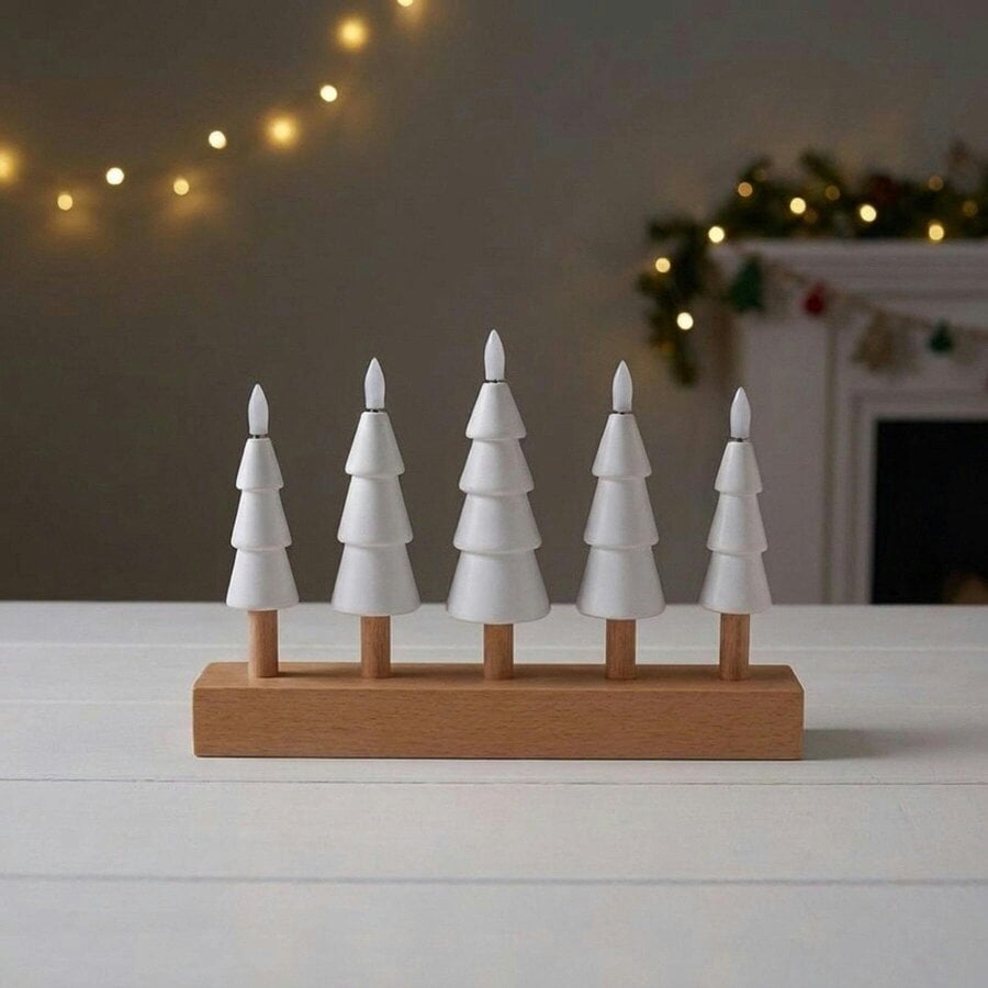 Garden Greatness Battery Operated White Wood Christmas Tree Decoration