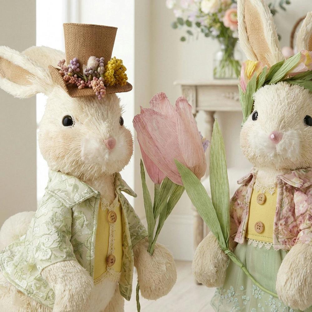 Garden Greatness Springtime Duo Decorative Bunny Figures