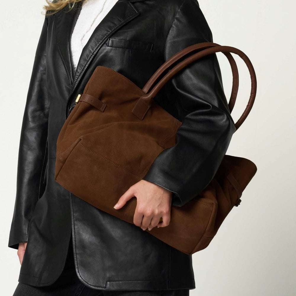 Barneys Originals Brown Suede Everyday Essentials Bag