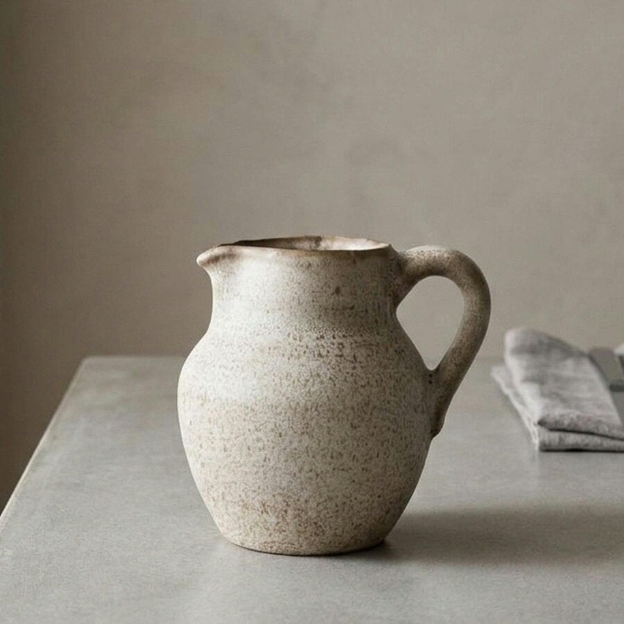 Garden Greatness Neutral Speckled Rustic Decorative Jug - V2