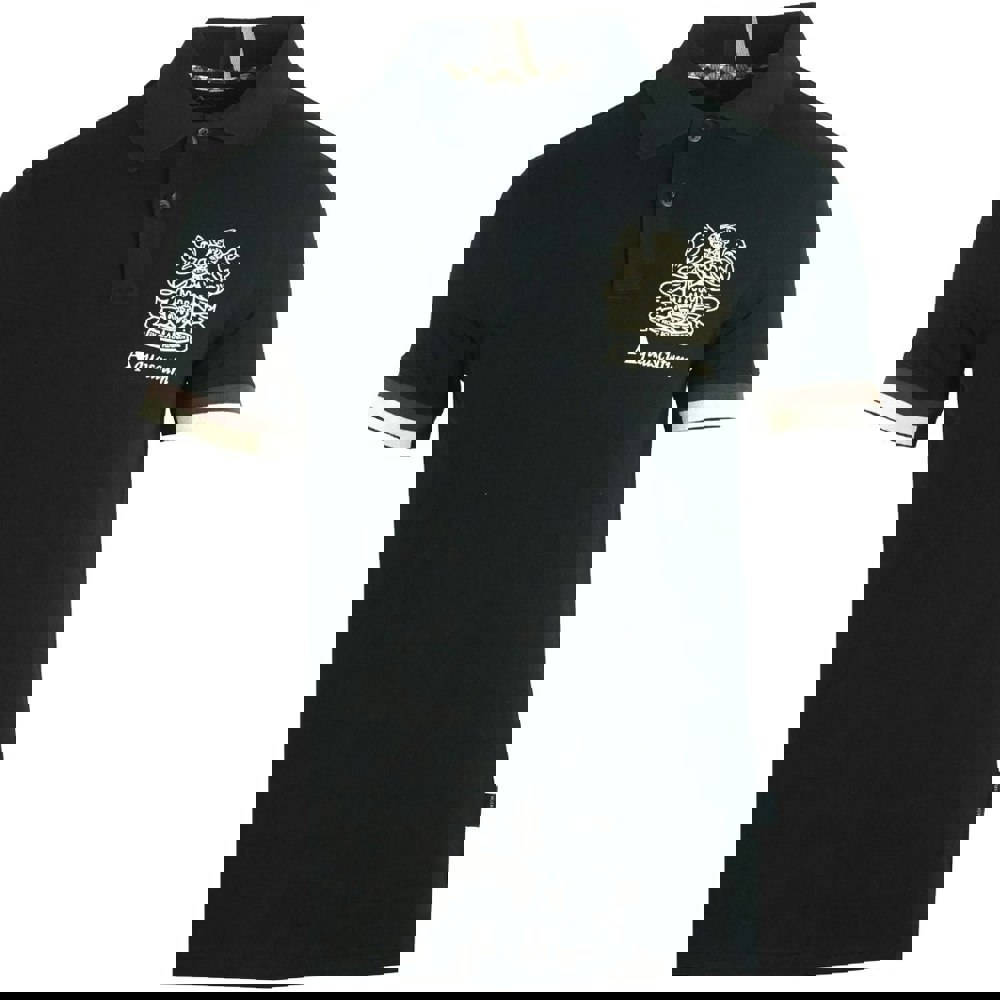 Aquascutum Aldis Crest Logo Black Polo Shirt