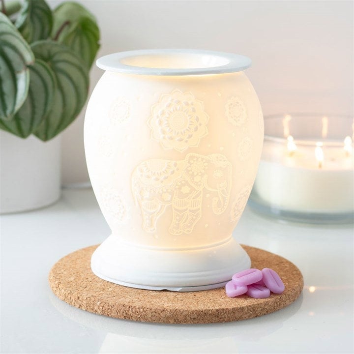 Serano Elephant White Ceramic Electric Oil Burner and Wax Warmer