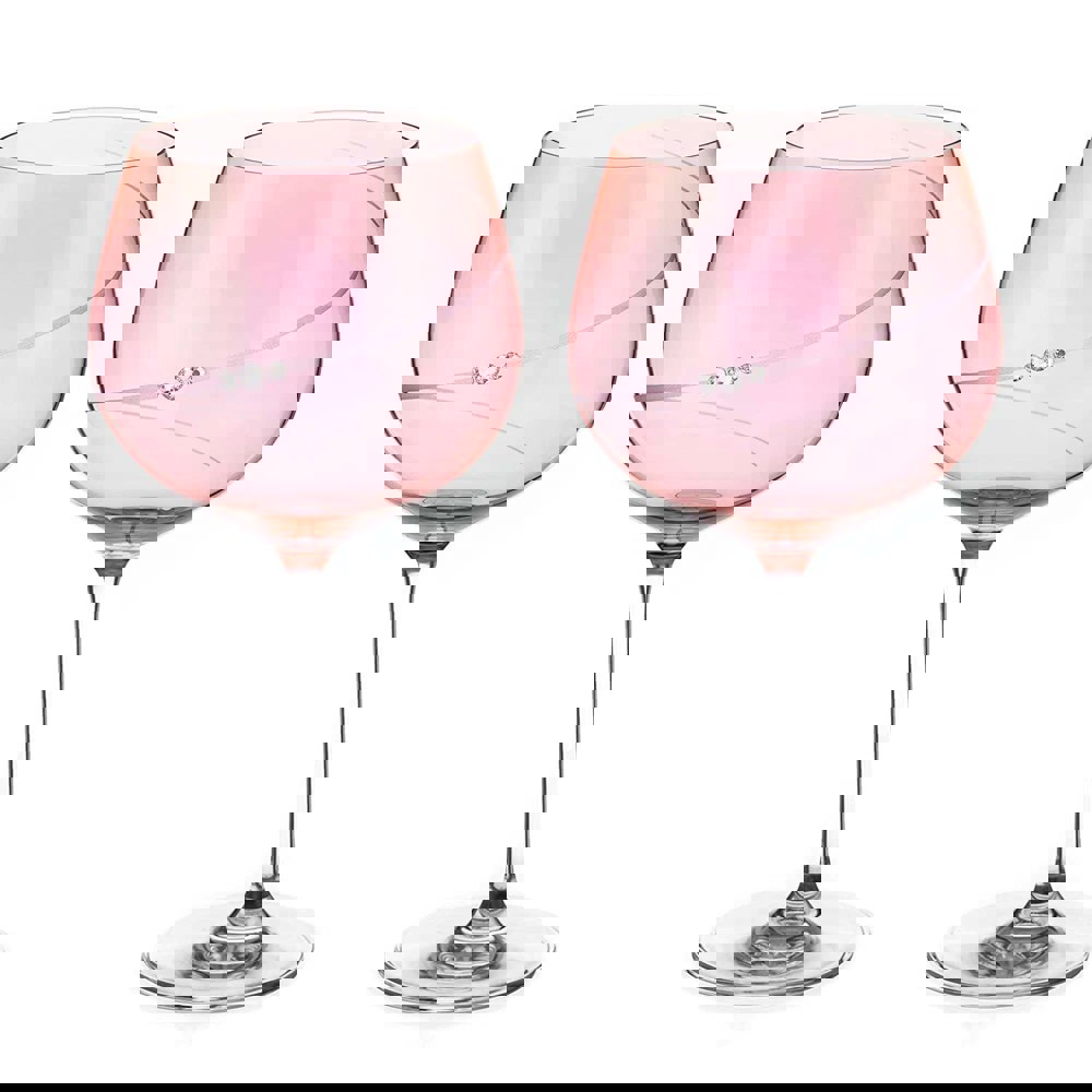 Diamante Pink Silhouette Gin Glass with Swarovski Crystals - Set of 2