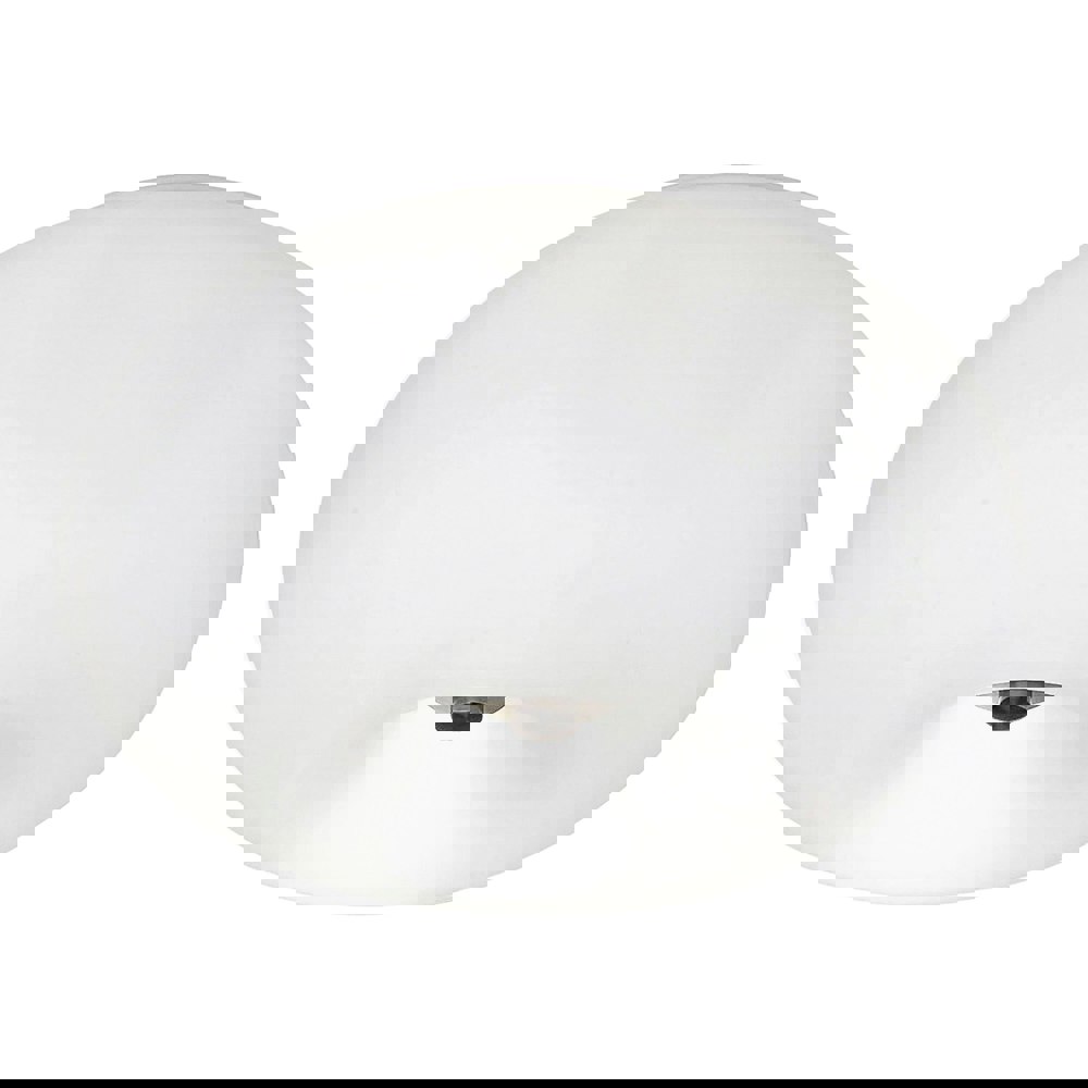 Wall Flush Ceiling Light Satin Nickel Shade White Glass Opal Matt Bulb E27 2x60W Loops