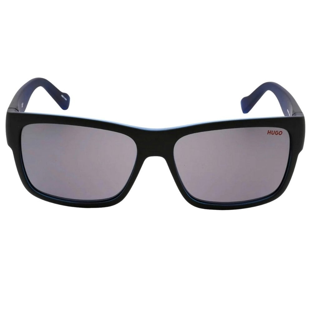 Hugo Boss Grey Lens Inner Blue Matte Black Sunglasses One Size