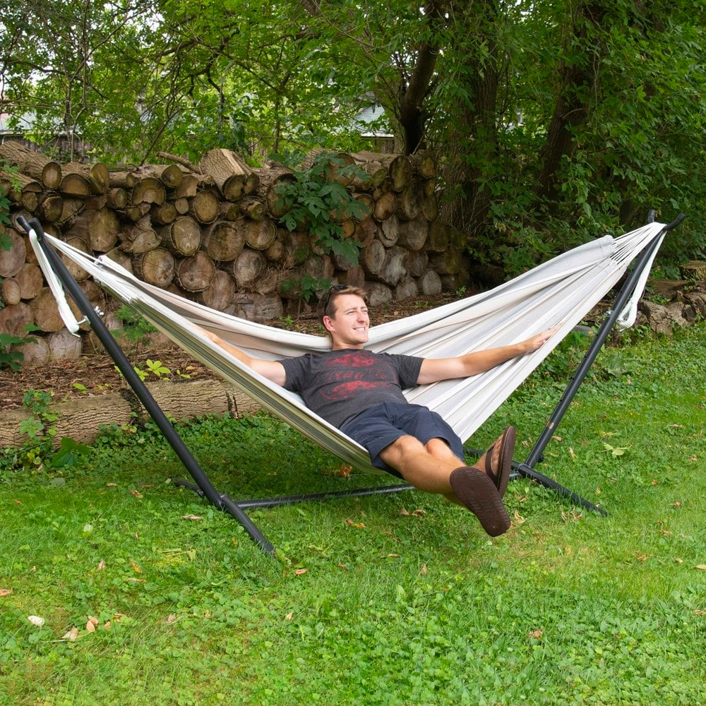 Vivere's Combos - Sunbrella Dove Hammock with Stand (8ft)