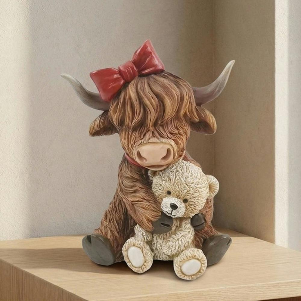 Garden Greatness Highland Cow and Teddy Bear Figurine