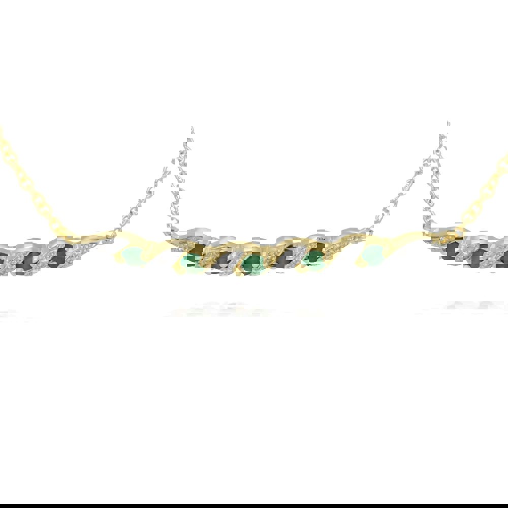 135L0265039 Classic Emerald & Diamond Spiral Bracelet in 9ct Yellow Gold 2