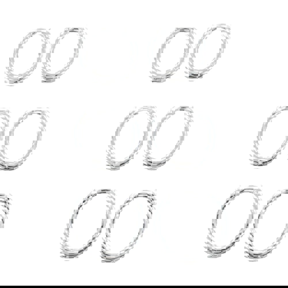 Set of Three Silver Hoop Huggie Earrings - Reeves & Reeves