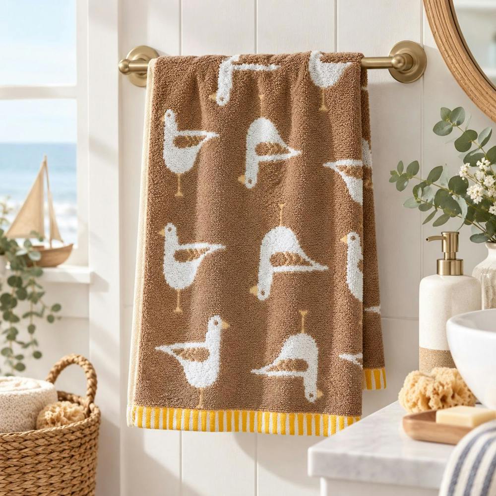 Dyzi Seagull Turkish Cotton Jacquard Hand Towel