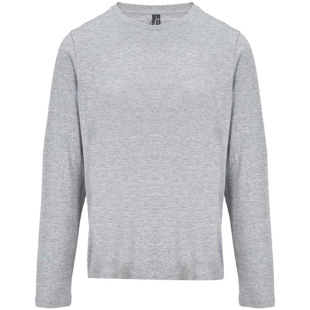 SOLS Womens/Ladies Monarch Long-Sleeved T-Shirt - Grey Marl - Grey Marl - 100% Ringspun Semi-Combed Cotton
