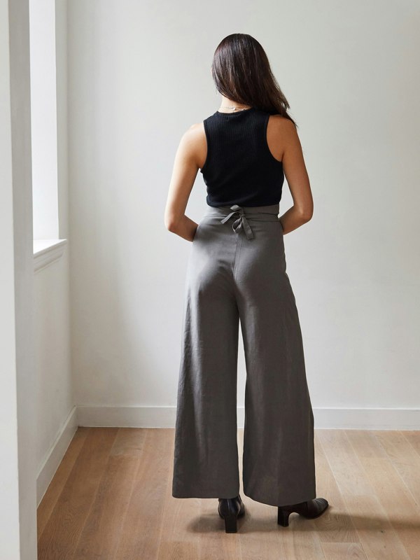 Blue Nude ~ Slow Fashion Brand - Casa Wrap Pants in Stone Grey