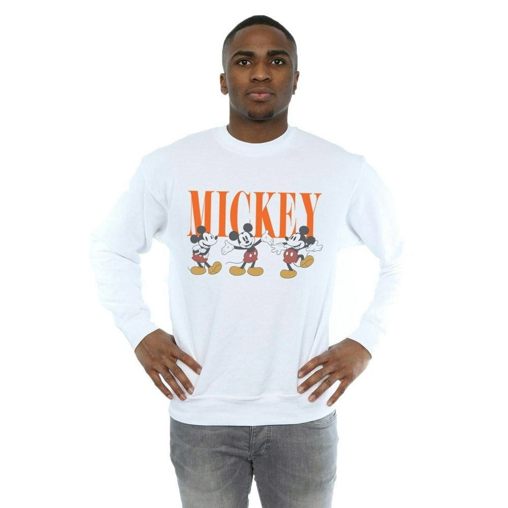 Disney Mens Mickey Mouse Poses Sweatshirt - White