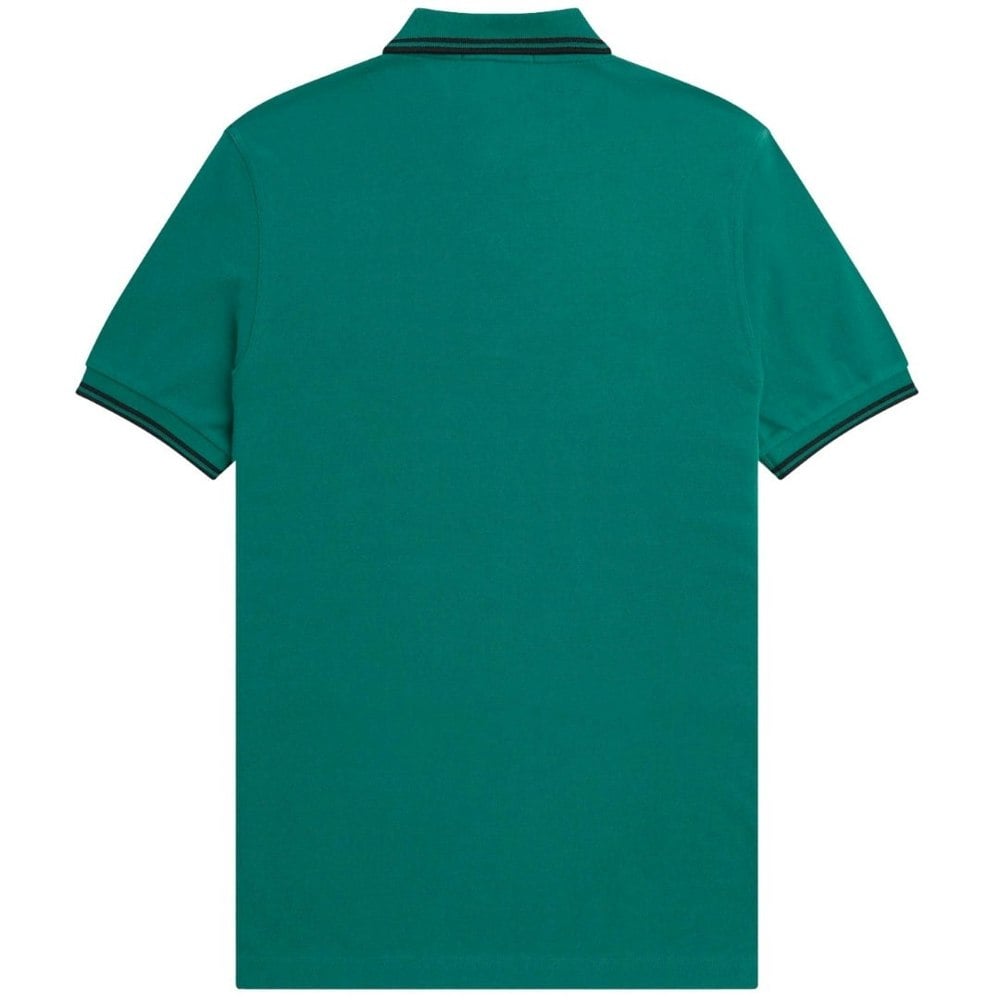 Fred Perry Black Twin Tipped Collar Mint Green Polo Shirt XS