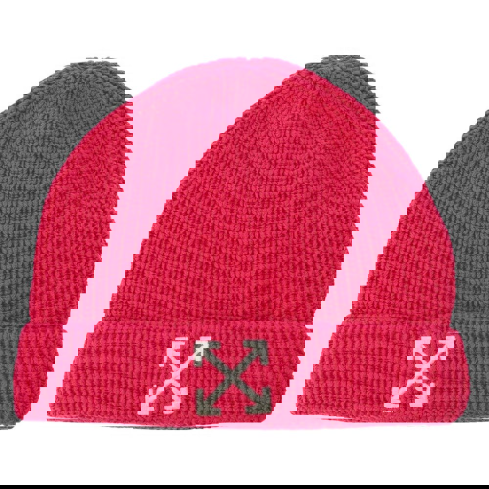 Off White Childrens/Kids Arrow Beanie - Pink/White