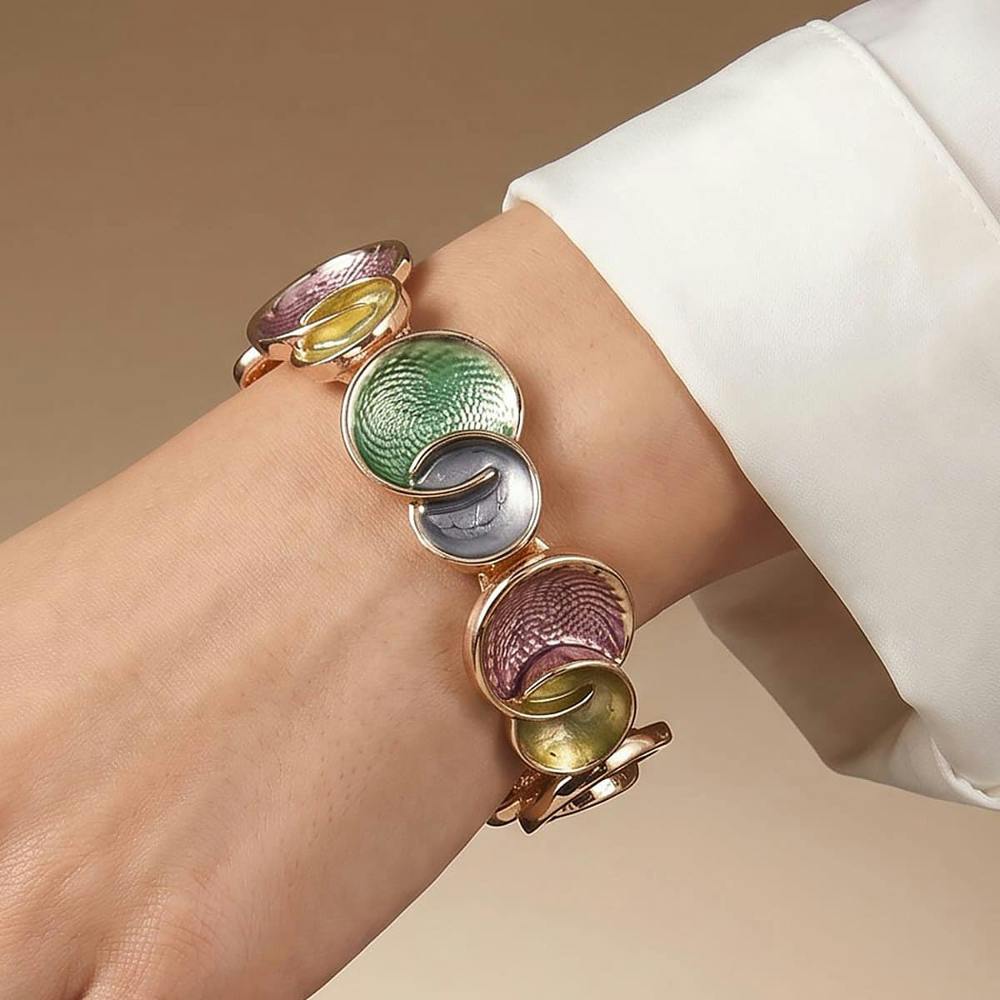 Pia Bright Moment Enamel Gold-Tone Stretch Bracelet