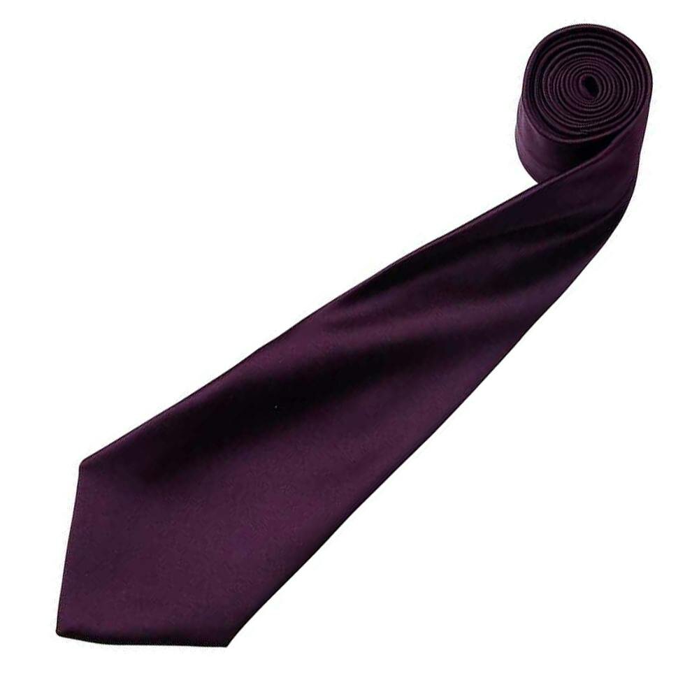 Premier Mens Plain Satin Tie (Narrow Blade) - Aubergine