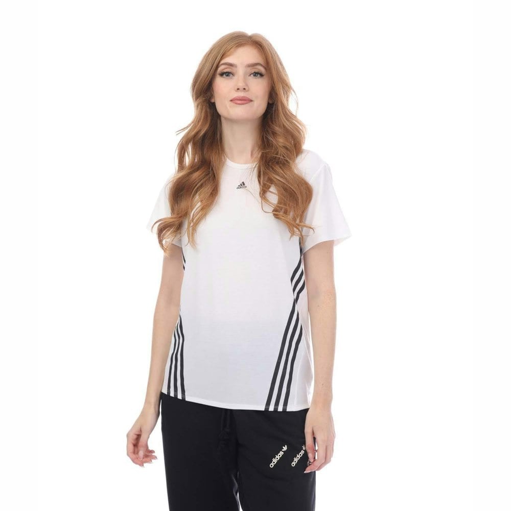 Adidas Womens Trainicons Triple Stripe T-Shirt - White/Black