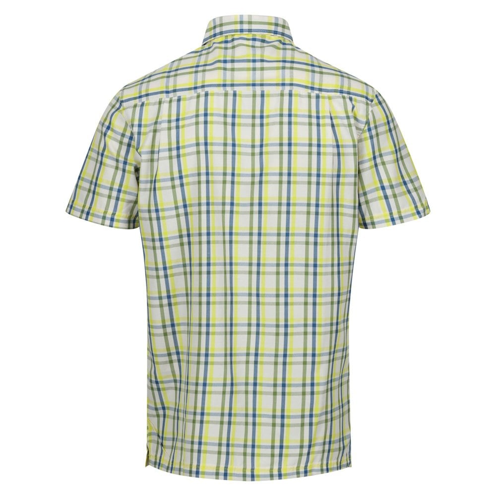 Regatta Mens Mindano VIII Checked Short-Sleeved Shirt - Piquant Green/Moroccan Blue/Citron Lime