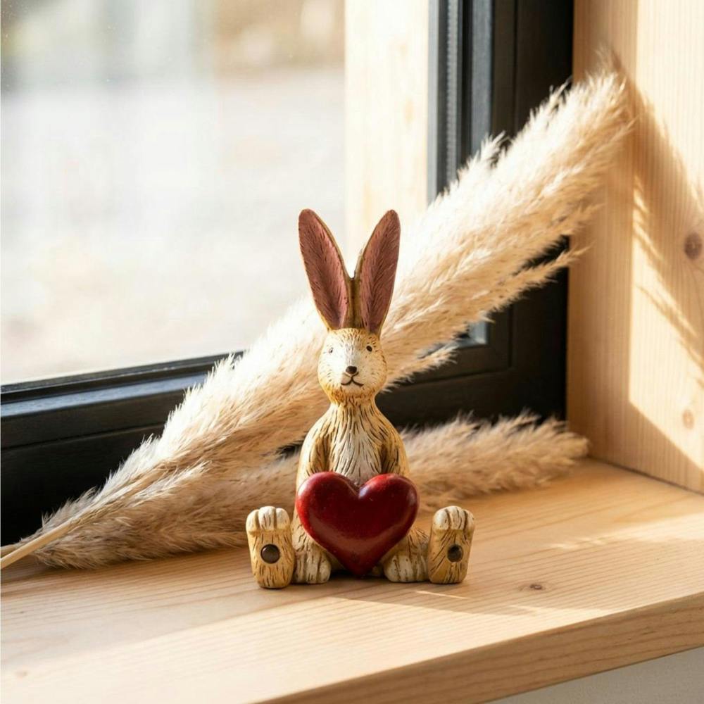 Garden Greatness Sitting Red Heart Jasper Rabbit