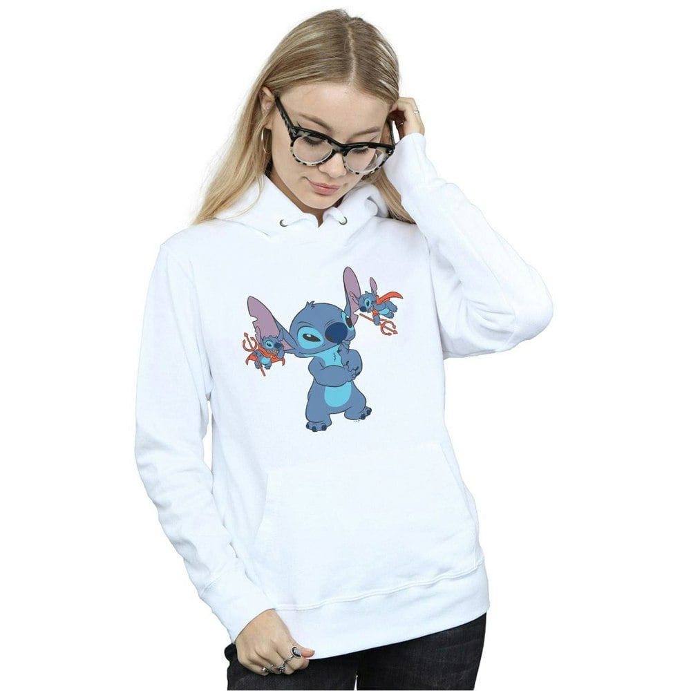 Disney Women's Lilo And Stitch Little Devils Hoodie - White