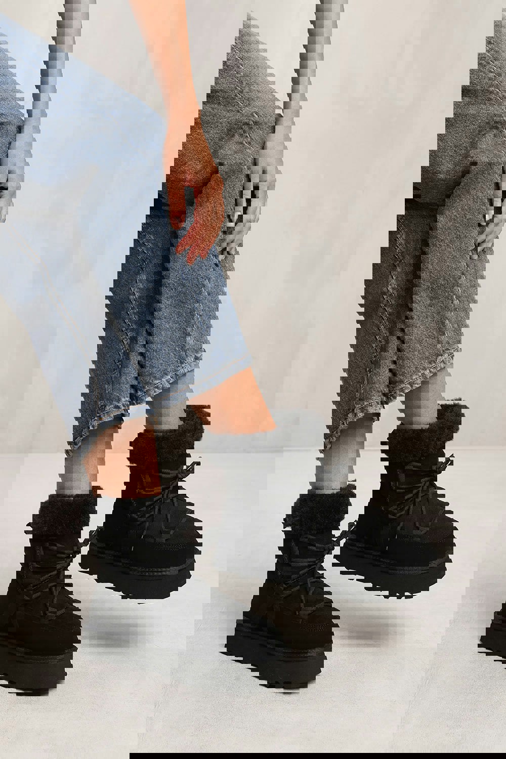 Where's That From Eden Ankle Boot With Faux Fur Lining in Black
